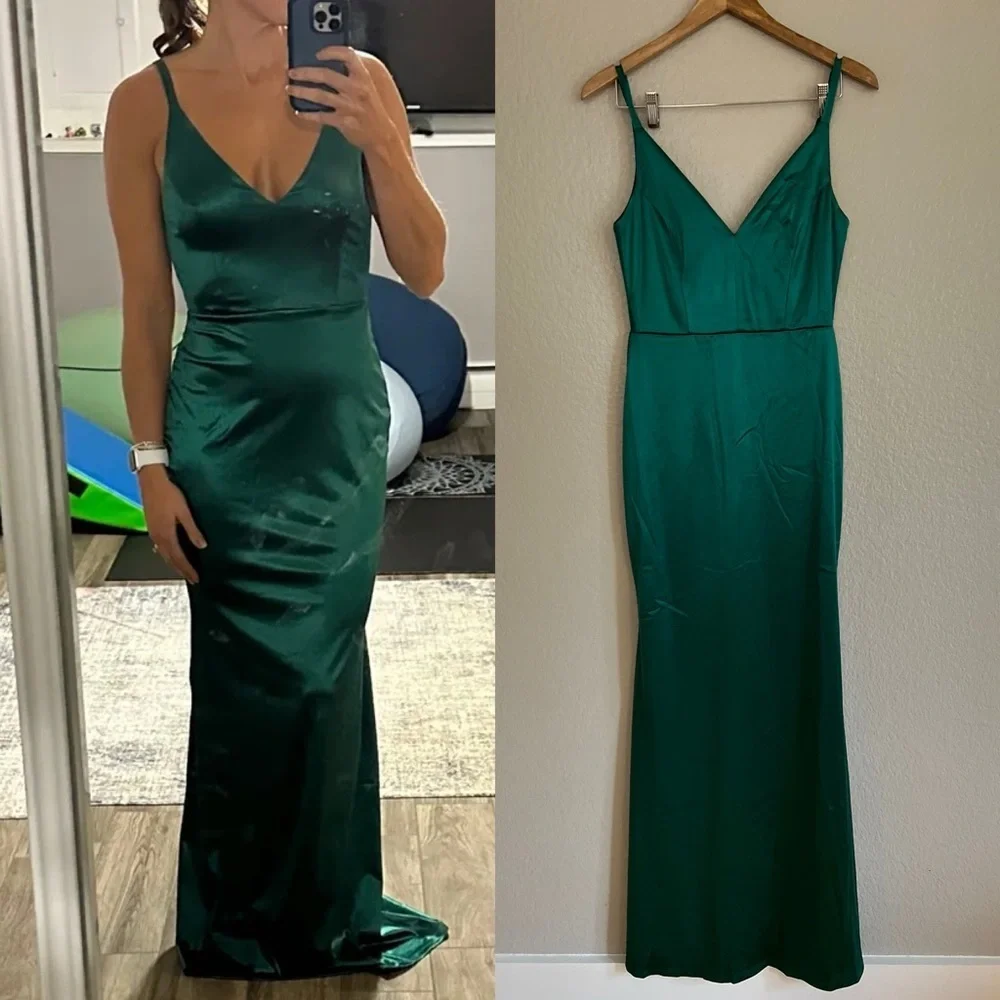 Melora Emerald Green Satin Sleeveless Maxi Dress